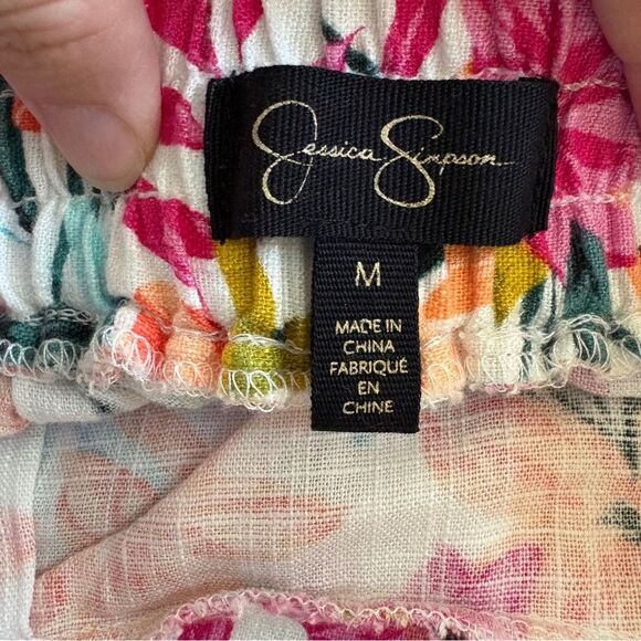 Jessica Simpson Tropical Floral Linen Flowy Wide Leg Pants - Picture 12 of 16